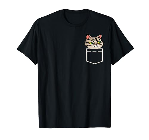 Adorable chat en colère dans la poche T-Shirt