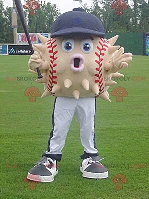 Mascotte de baseball diodon Redbrokoly avec casquette