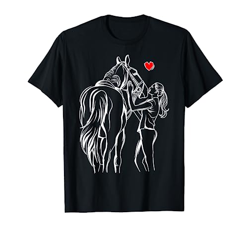 Cheval Amant Chevaux Fille Femmes Équitation T-Shirt