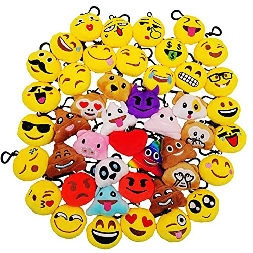 JZK 45 pièces Mini Peluche Emoji Porte-clés, 5cm Nouveauté E
