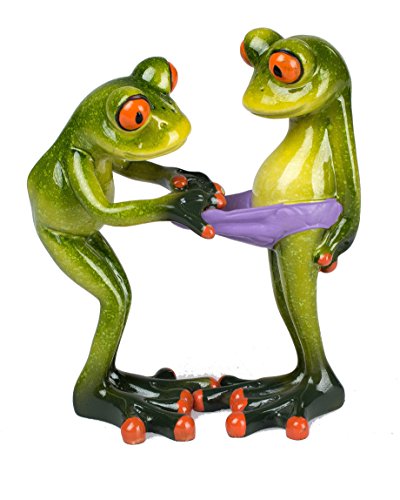 Figurine amusante en forme de couple de grenouilles, Vert cl