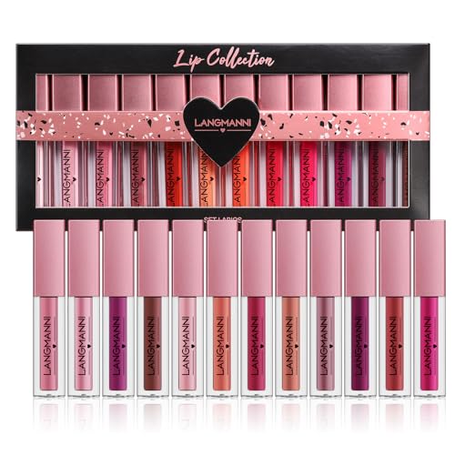12PCS Lip Gloss Set, Gloss à lèvres hautement pigmenté, velo