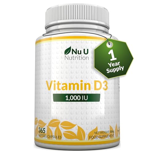 Vitamine D3 1000 UI, 365 Softgels (une année entière de rése
