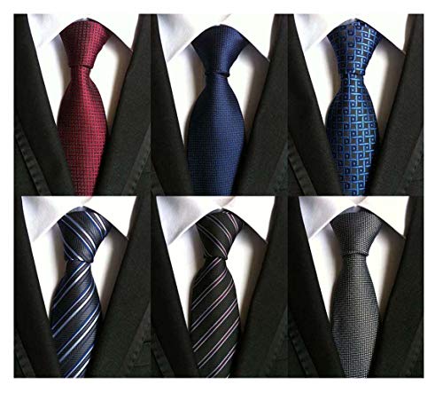 WeiShang Lot de 6 cravates classiques pour homme 100 % soie 