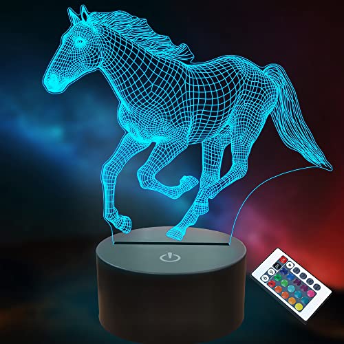 Lightzz Veilleuses de cheval, lampe dillusion de cheval 3D a