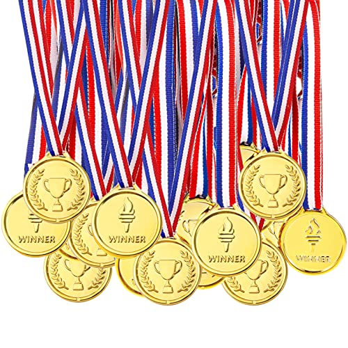 Pllieay 48 Pièces Médailles Enfants Médailles Or en Plastiqu