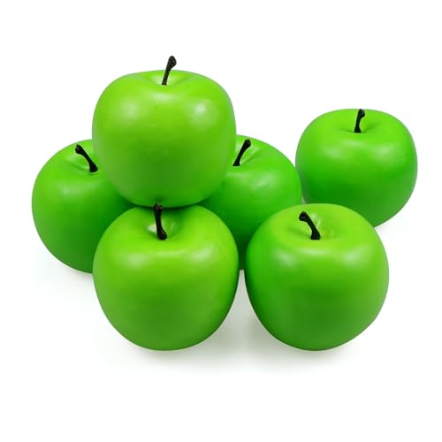 6 Pcs Artificielle Pommes Vertes Simulation Faux Fruits Phot