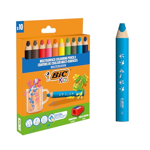BIC Crayons de Couleur Multi-Surfaces & Usages (Ardoise, Tab