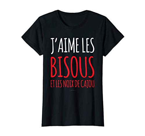 Femme Tee Shirt Femme Manche Courte Humour Jaime Les Bisous 