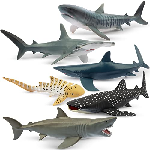 toymany Lot de 6 Figurines danimaux de Requin, Figurines de 