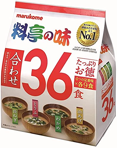 Marukome Soupe Miso Ryotei no Aji 4 Saveurs, Pack de 36 Soup