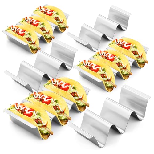 HIYAA Lot de 6 supports à taco en acier inoxydable avec poig