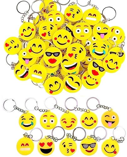 LATERN 100 PiècesPorte-clés Emoji, 10 Motif Mini Porte-clés 