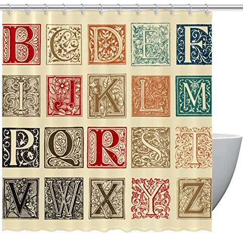 Rideau de douche vintage ornemental lettres majuscules pour 