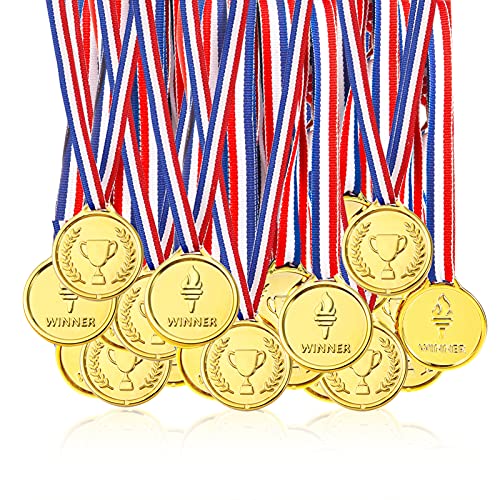 Pllieay 100 Pièces Médailles Enfants Médailles Or en Plastiq